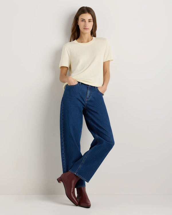 Lightweight Cotton Cashmere Relaxed Sweater Tee - XS / Sugar Stone