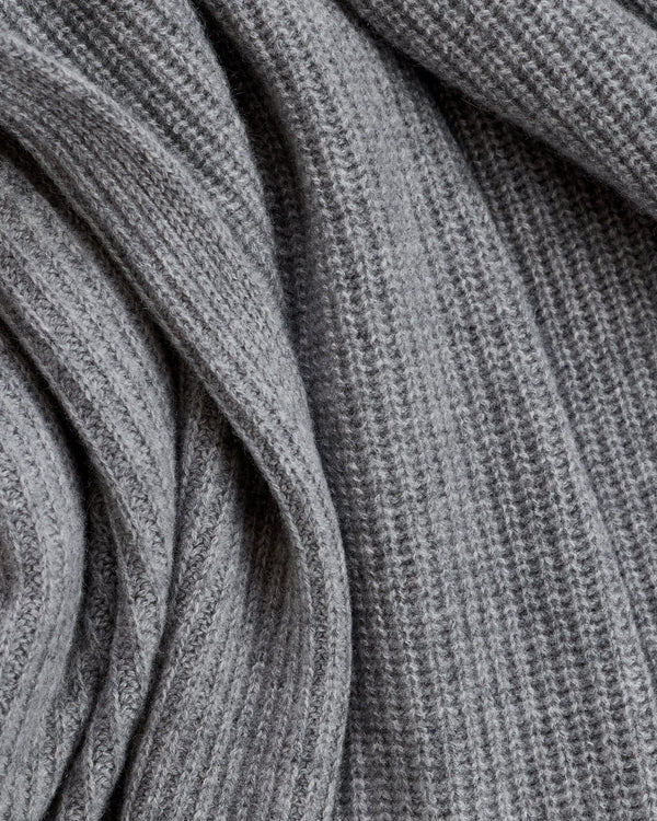 Ribbed Knit Cashmere Throw - 50x70 / Oatmeal
