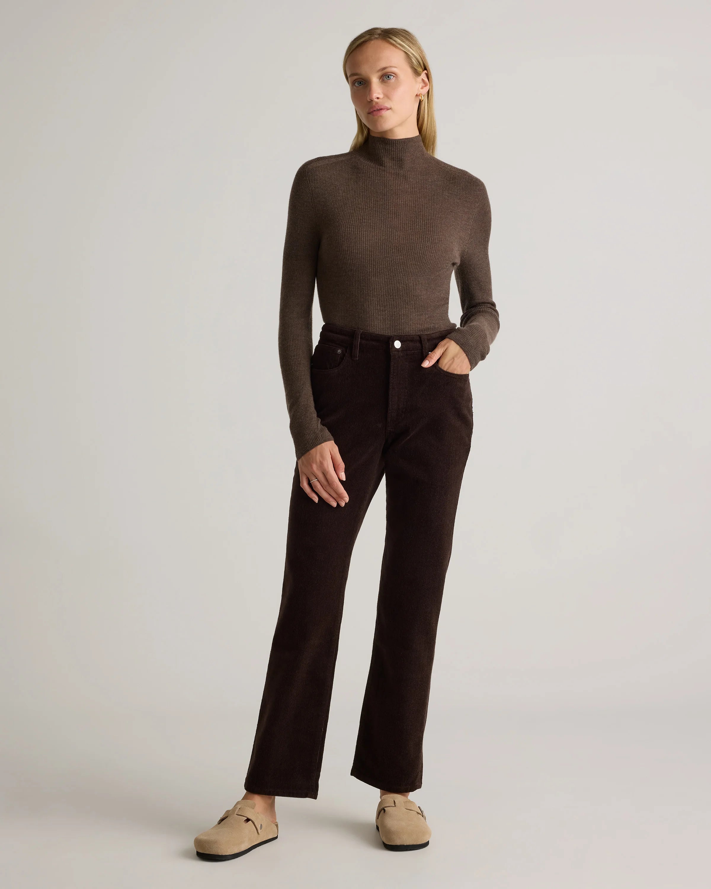 Organic Stretch Corduroy Straight Leg Pants - 0 / Espresso Secondary image