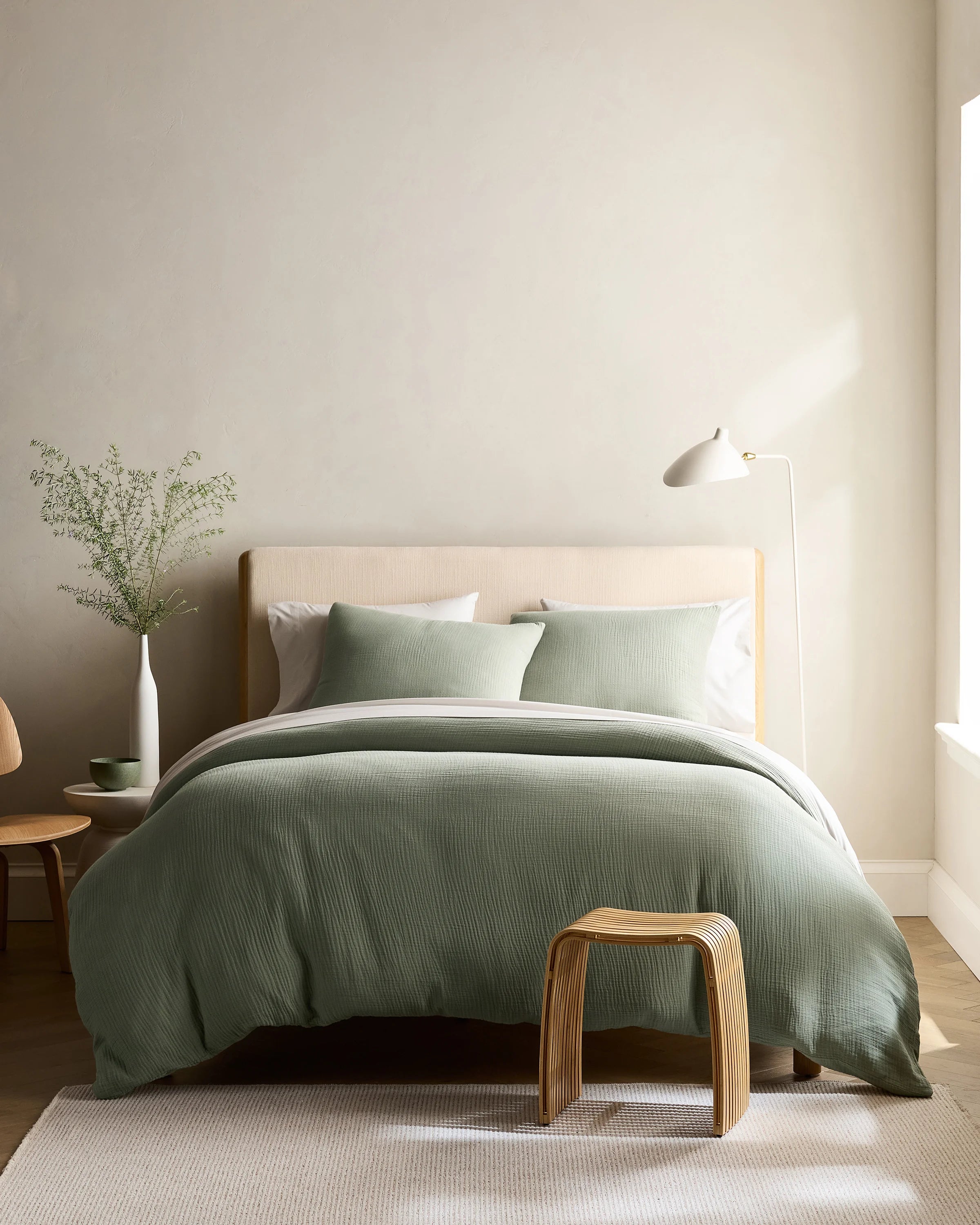 Organic Cotton Gauze Duvet Cover Set - Twin / Dried Sage Secondary image
