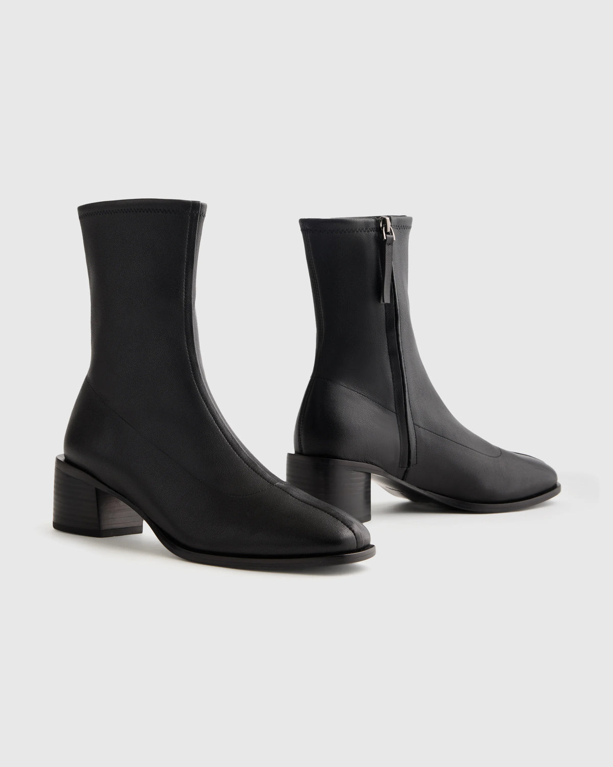 Italian Leather Stretch Sock Bootie - 5 / Black