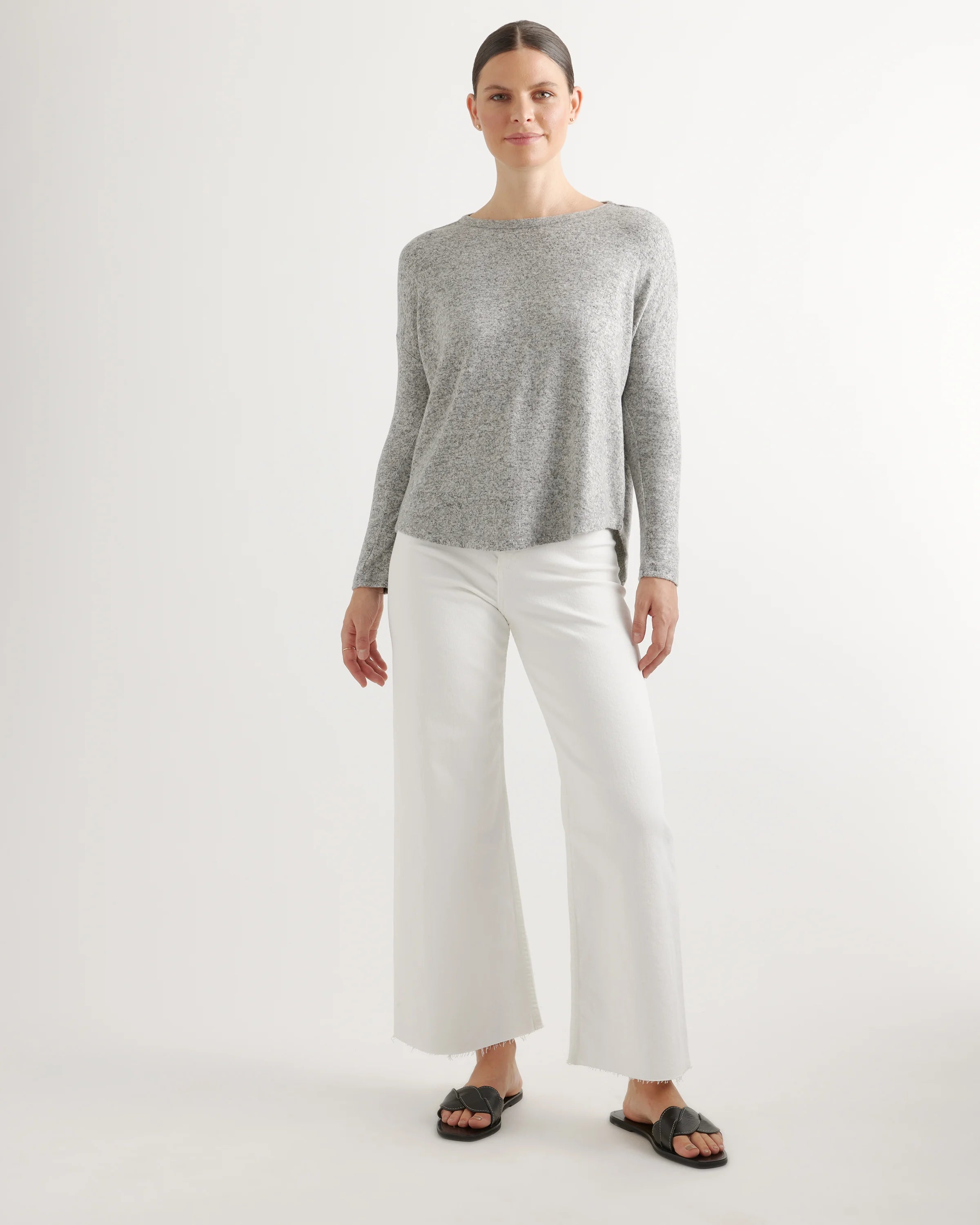 Brushed Long Sleeve Lounge Tee - XS / Heather Grey Secondary image