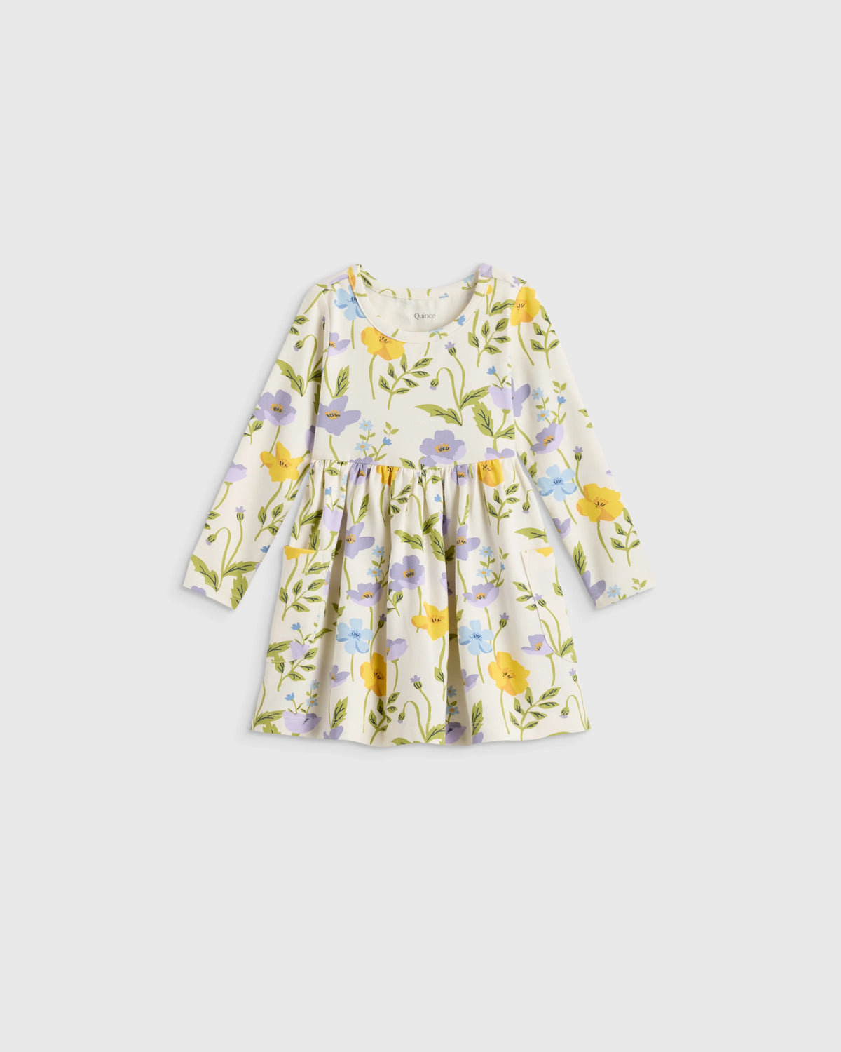 Organic Cotton Long Sleeve Fit and Flare Pocket Dress - 12-18M / Purple Poppy Garden Main image
