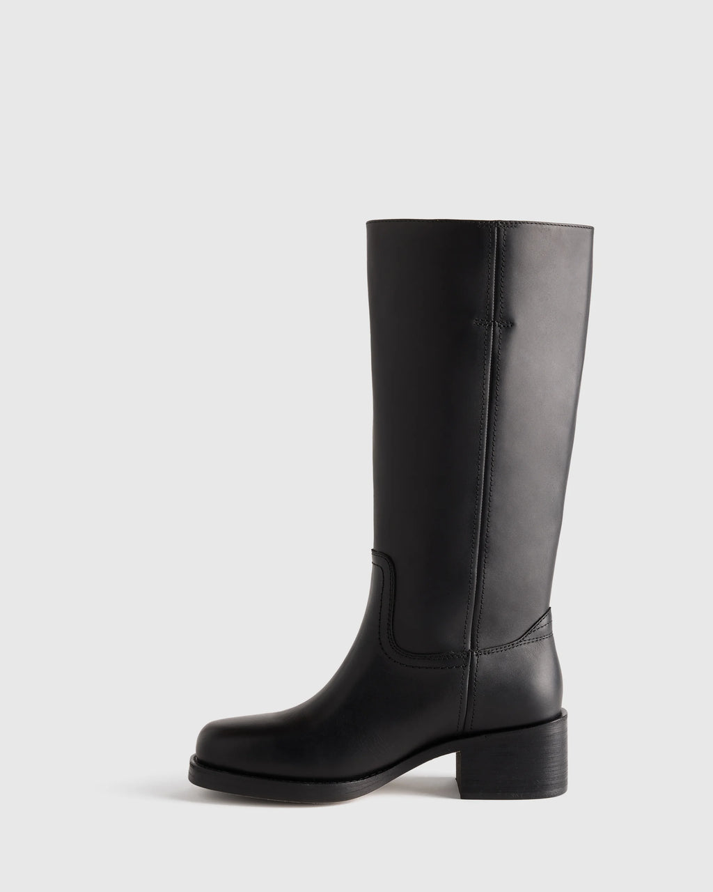 Italian Leather Block Heel Boot - 5 / Chestnut