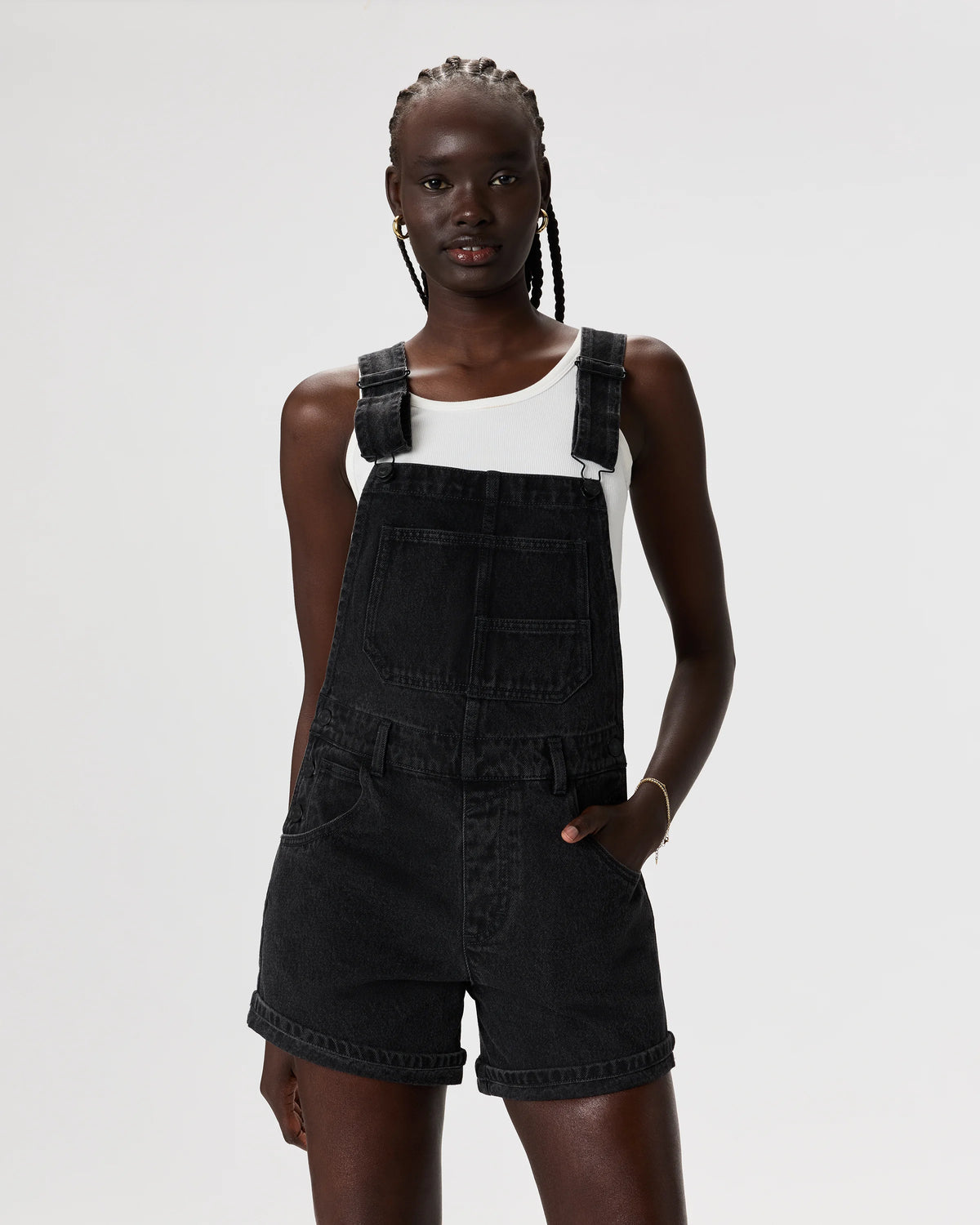 100% Organic Denim Shortalls - XS / Mascara Black Main image