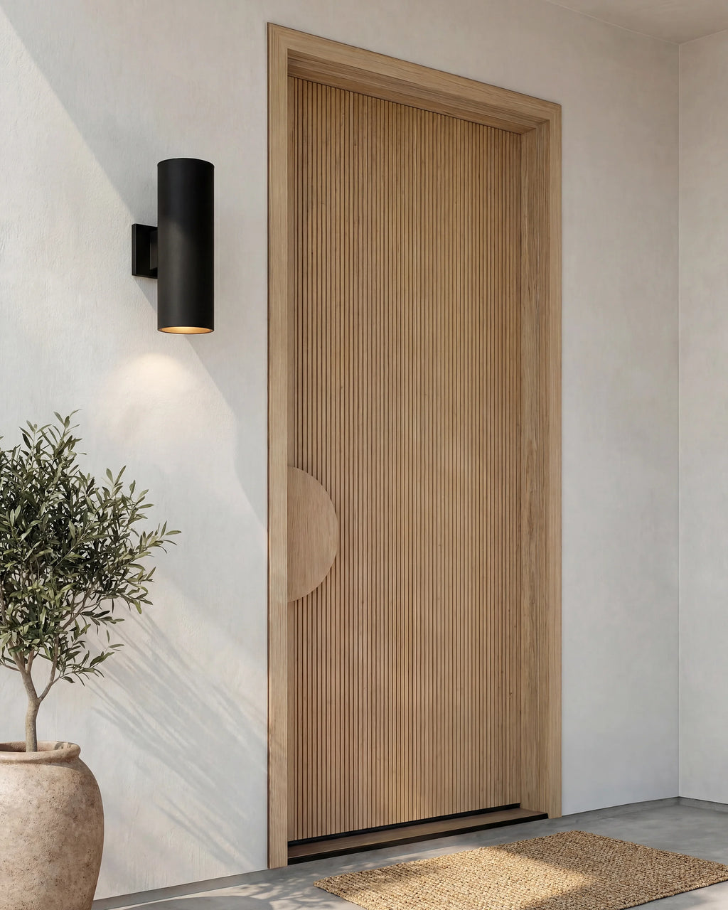 Outdoor Aluminum Cylinder Wall Sconce - One Size / Black