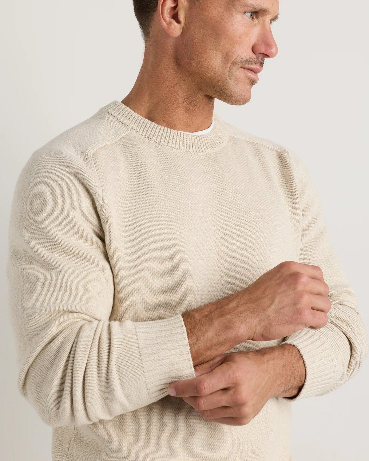 100% Organic Cotton Crewneck Sweater - S / Speckled Beige
