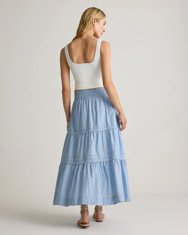 100% Organic Cotton Poplin Tiered Maxi Skirt - XS / Black