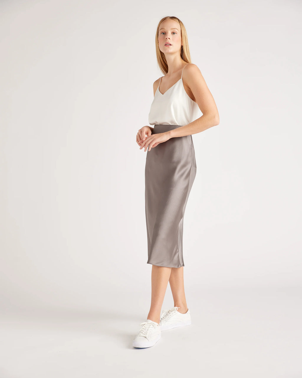 Washable Stretch Silk V-Neck Cami - XS / Ivory