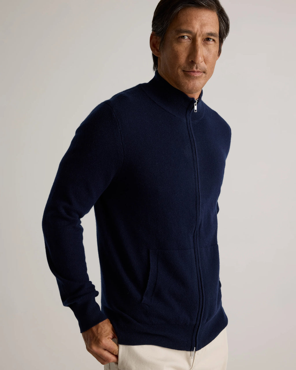 Mongolian Cashmere Full Zip Sweater - S / Teak
