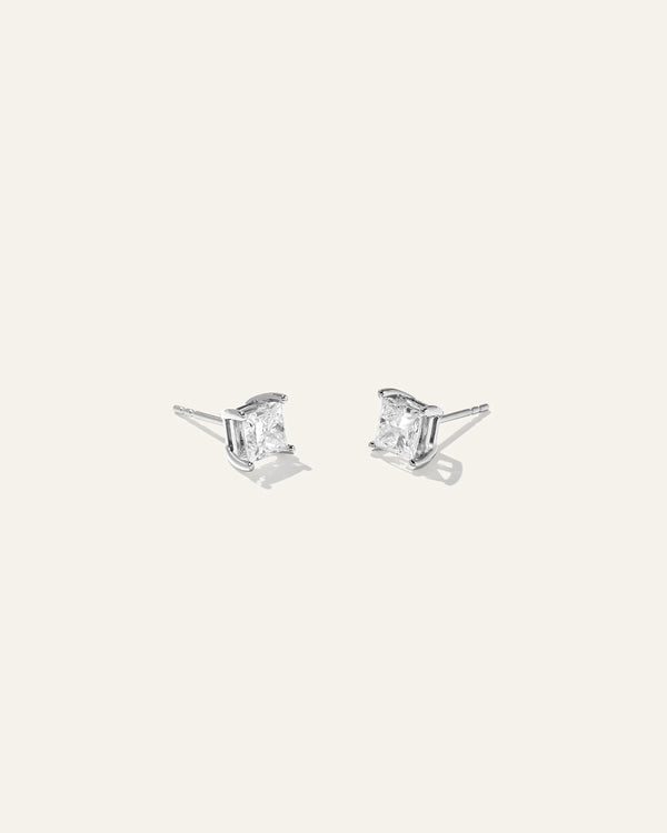 14K Gold Lab Grown Diamond Princess Solitaire Studs - 2ctw - One Size / Yellow Gold