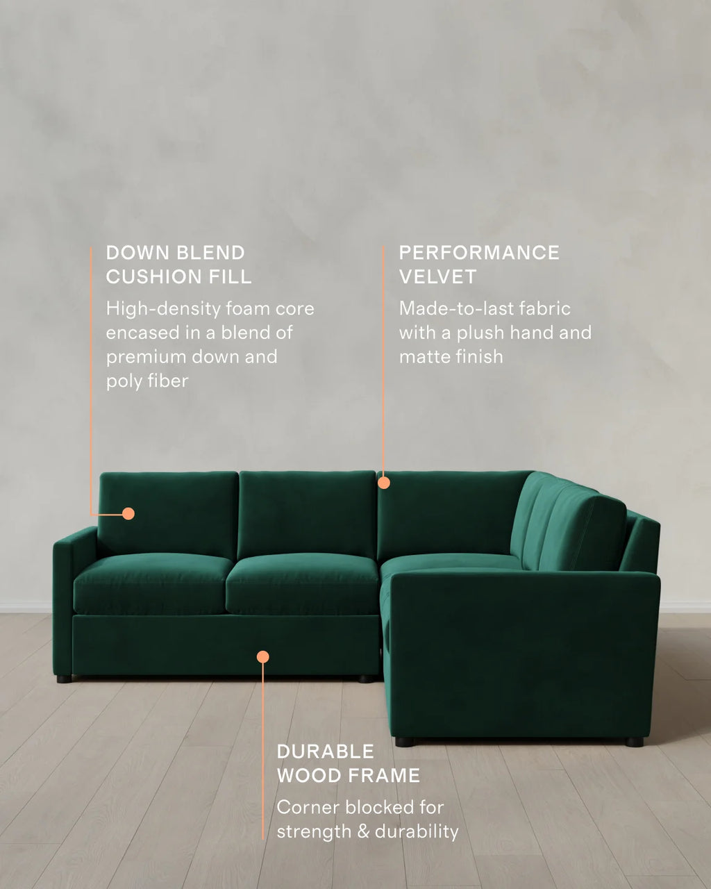 Brennan L Sectional in Performance Velvet - 99x99 / Taupe