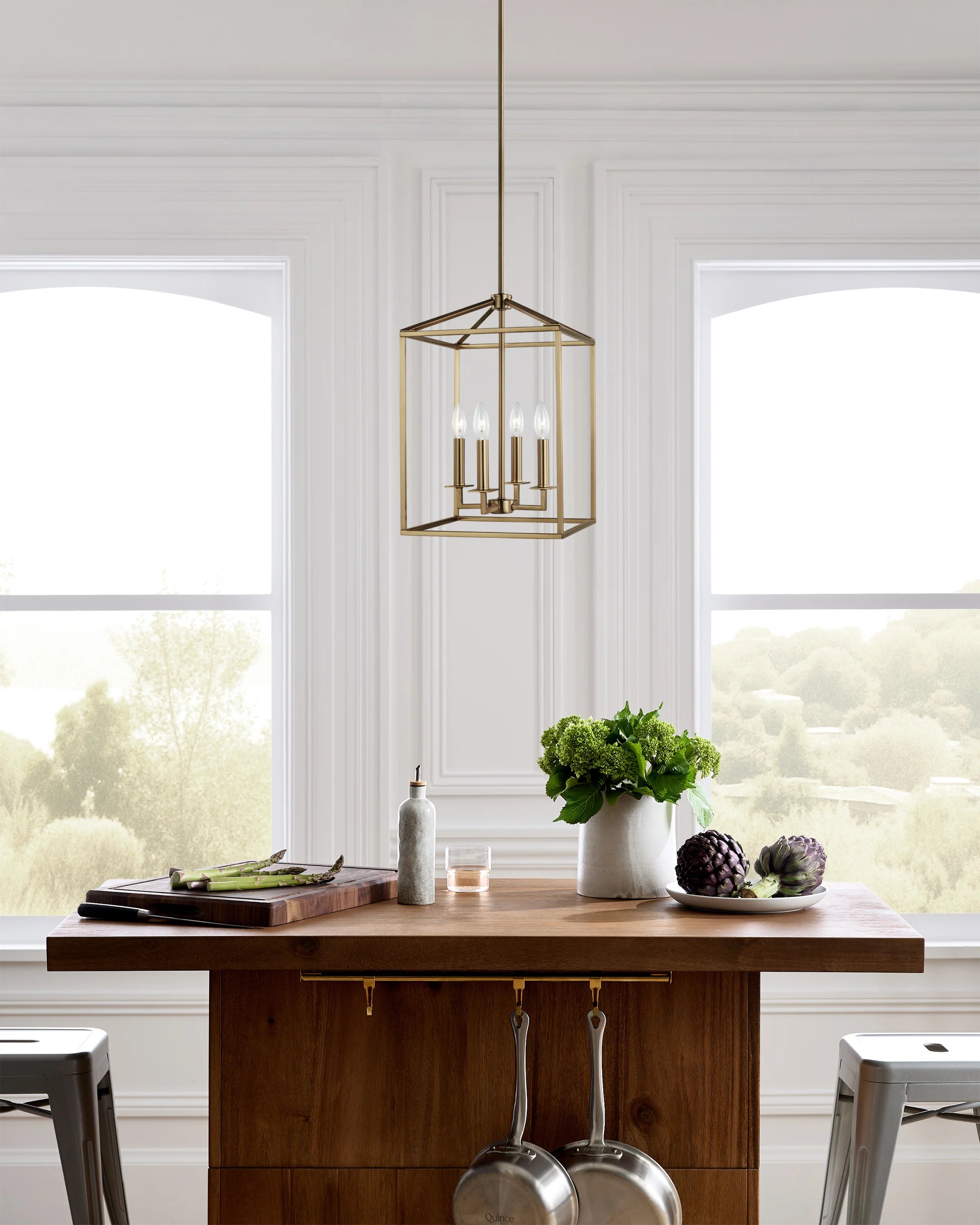 Steel Lantern Pendant Light - Small / Brass Secondary image