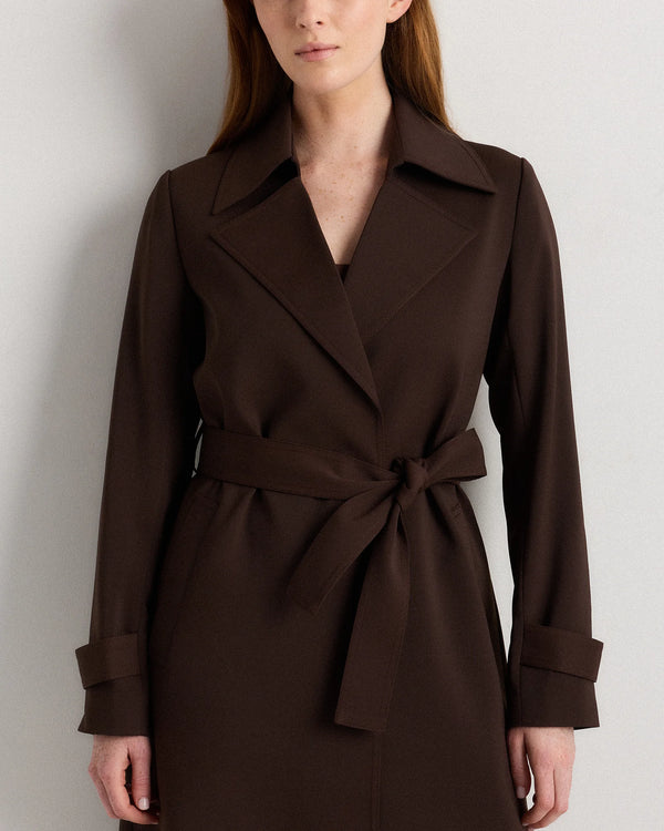 Stretch Crepe Trench Coat - XS / Olive