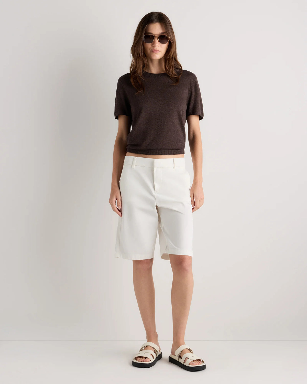 Lightweight Cotton Cashmere Relaxed Sweater Tee - XS / Sugar Stone