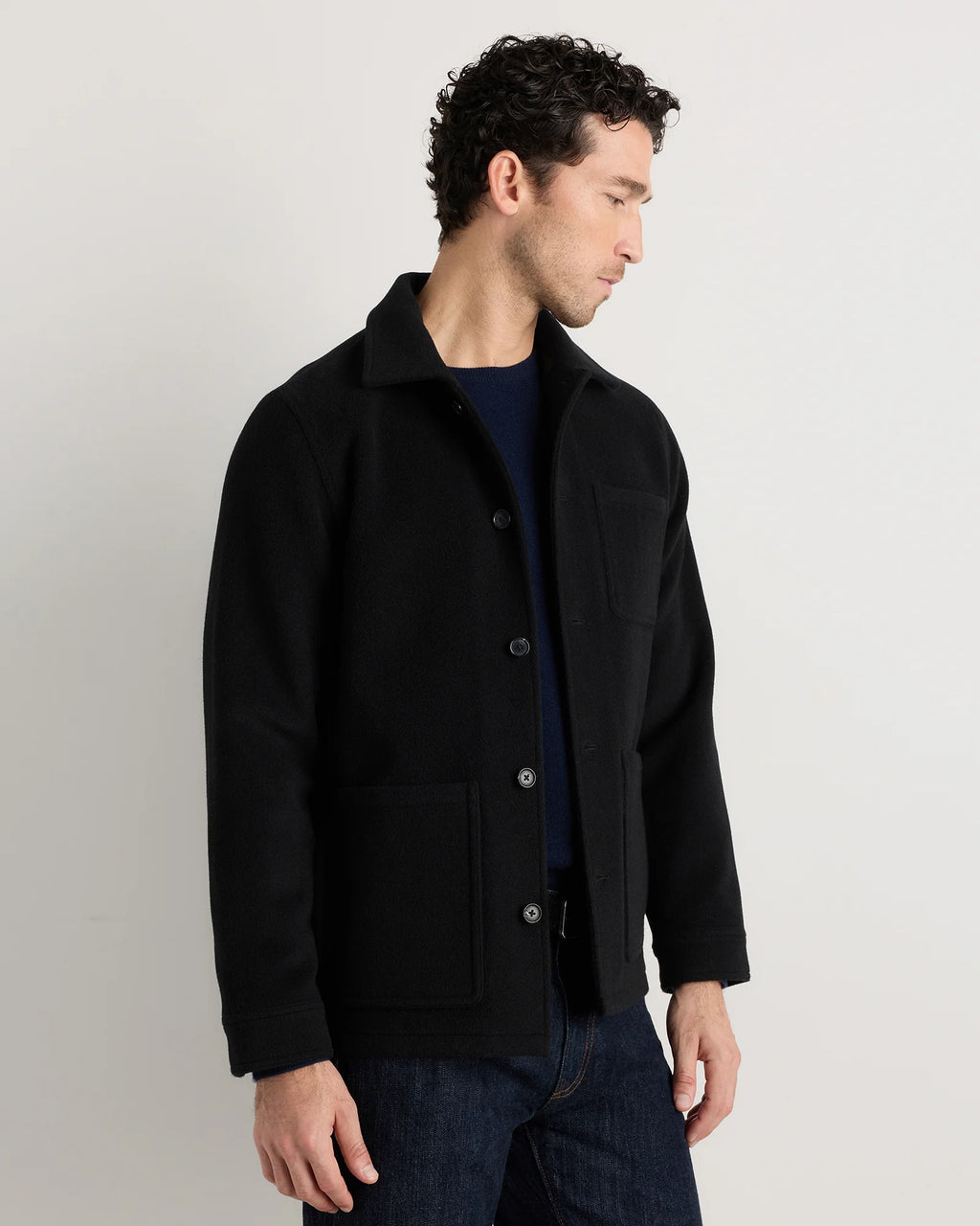 Wool Cashmere Chore Jacket - S / Black