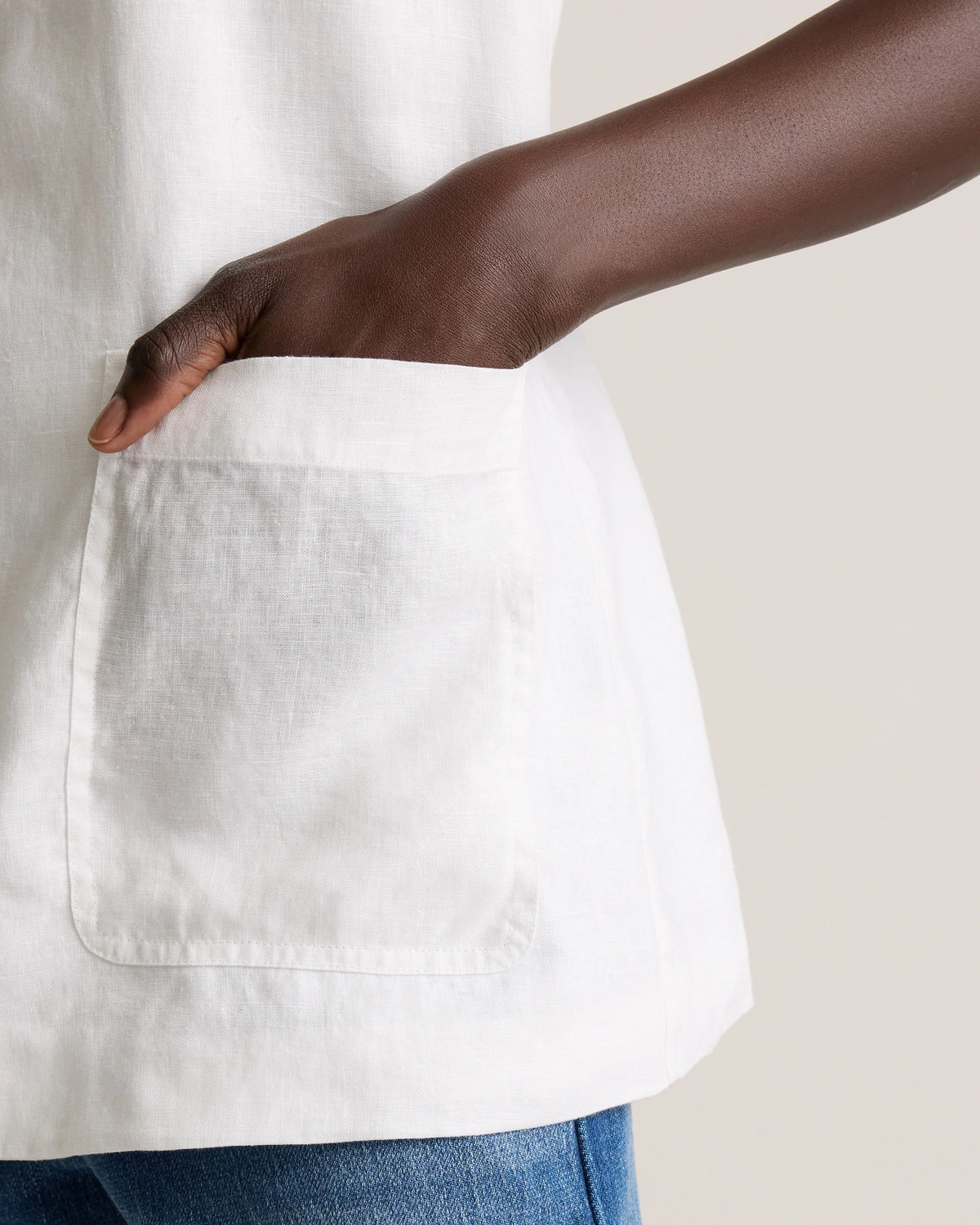 100% European Linen Longline Vest - XS / Taupe Brown Chambray