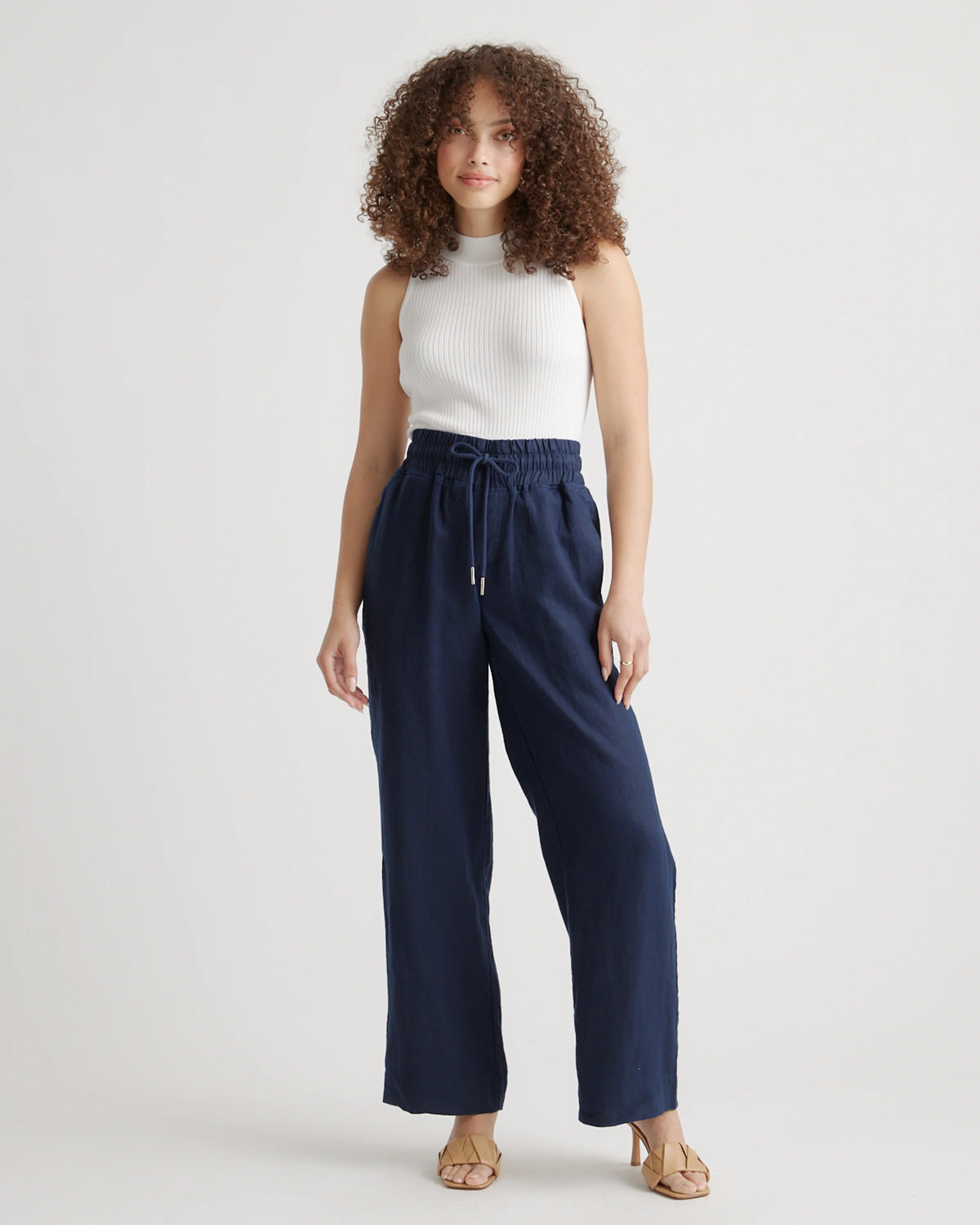 100% European Linen Wide Leg Pants - XS / Flax
