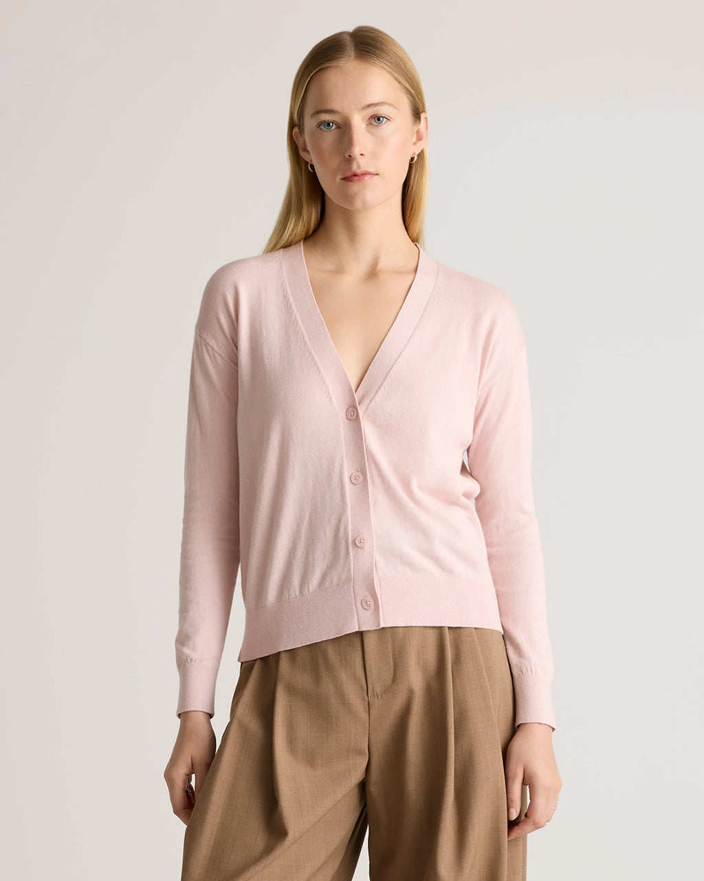 Lightweight Cotton Cashmere Cardigan - XS / Heather Oatmeal