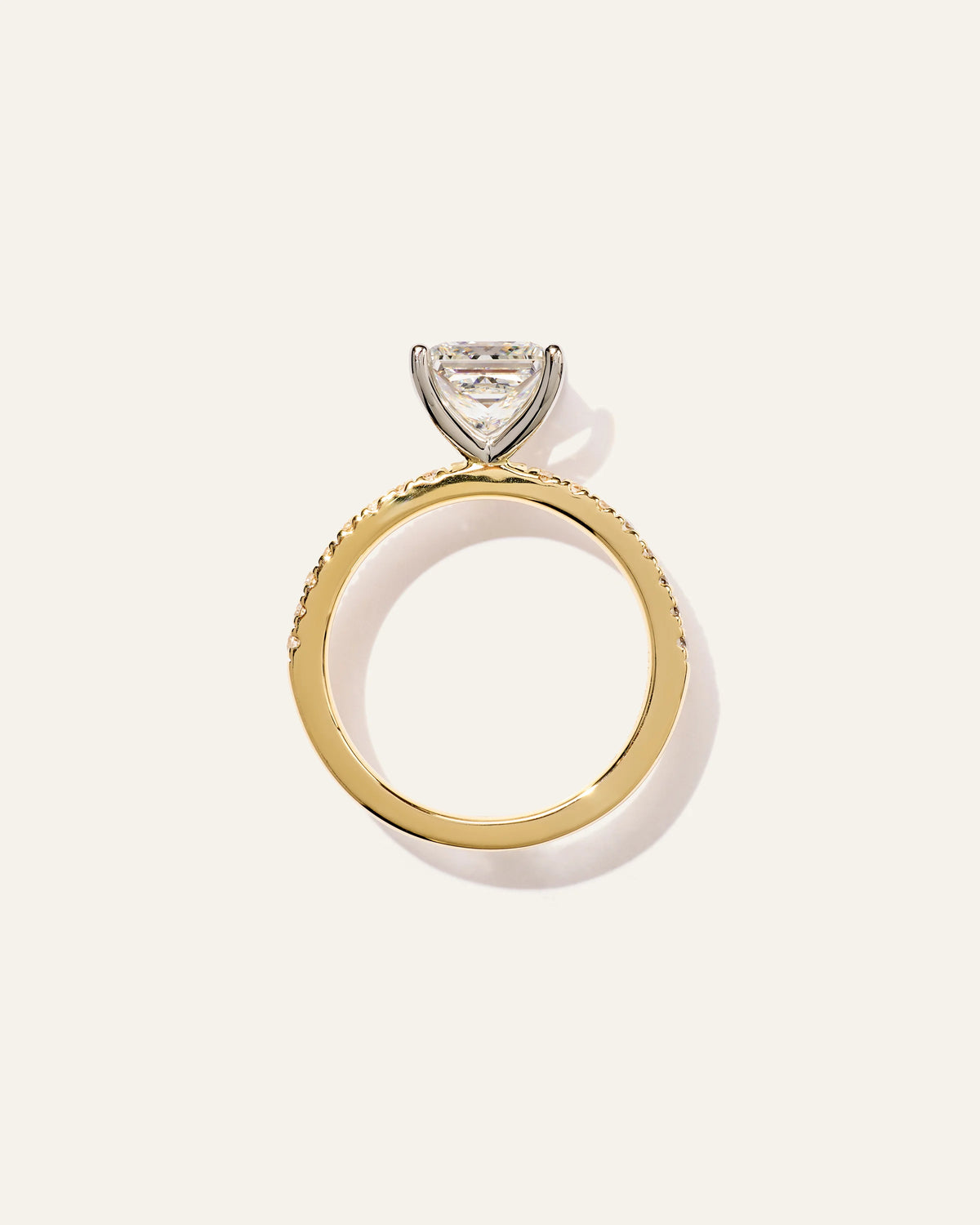 Lab Grown Diamond Princess Petite Pave Engagement Ring - 2.5ct - 4 / Yellow Gold