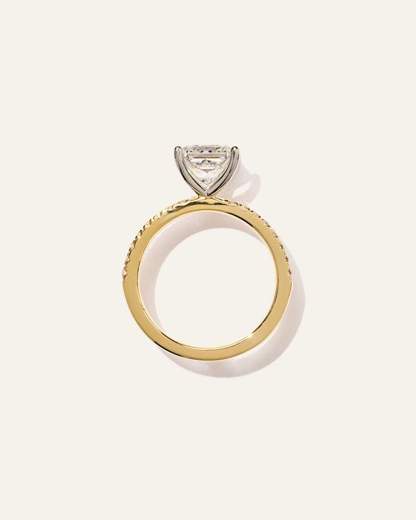 Lab Grown Diamond Princess Petite Pave Engagement Ring - 2.5ct - 4 / Yellow Gold