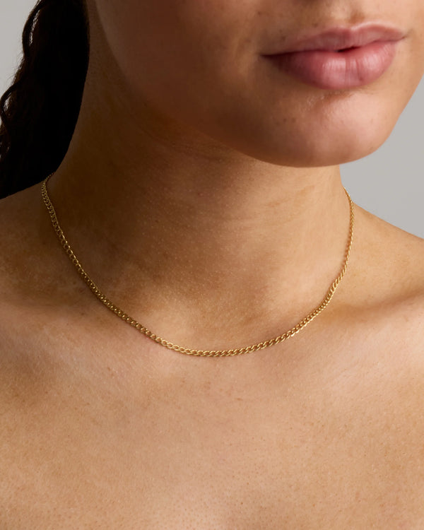 14K Gold Curb Chain Necklace - 16" / Yellow Gold