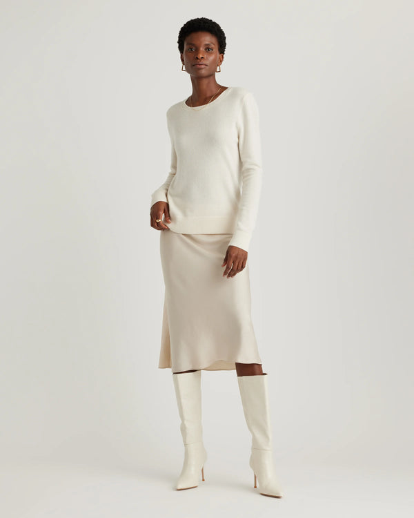 100% Washable Silk Skirt - XS / Champagne