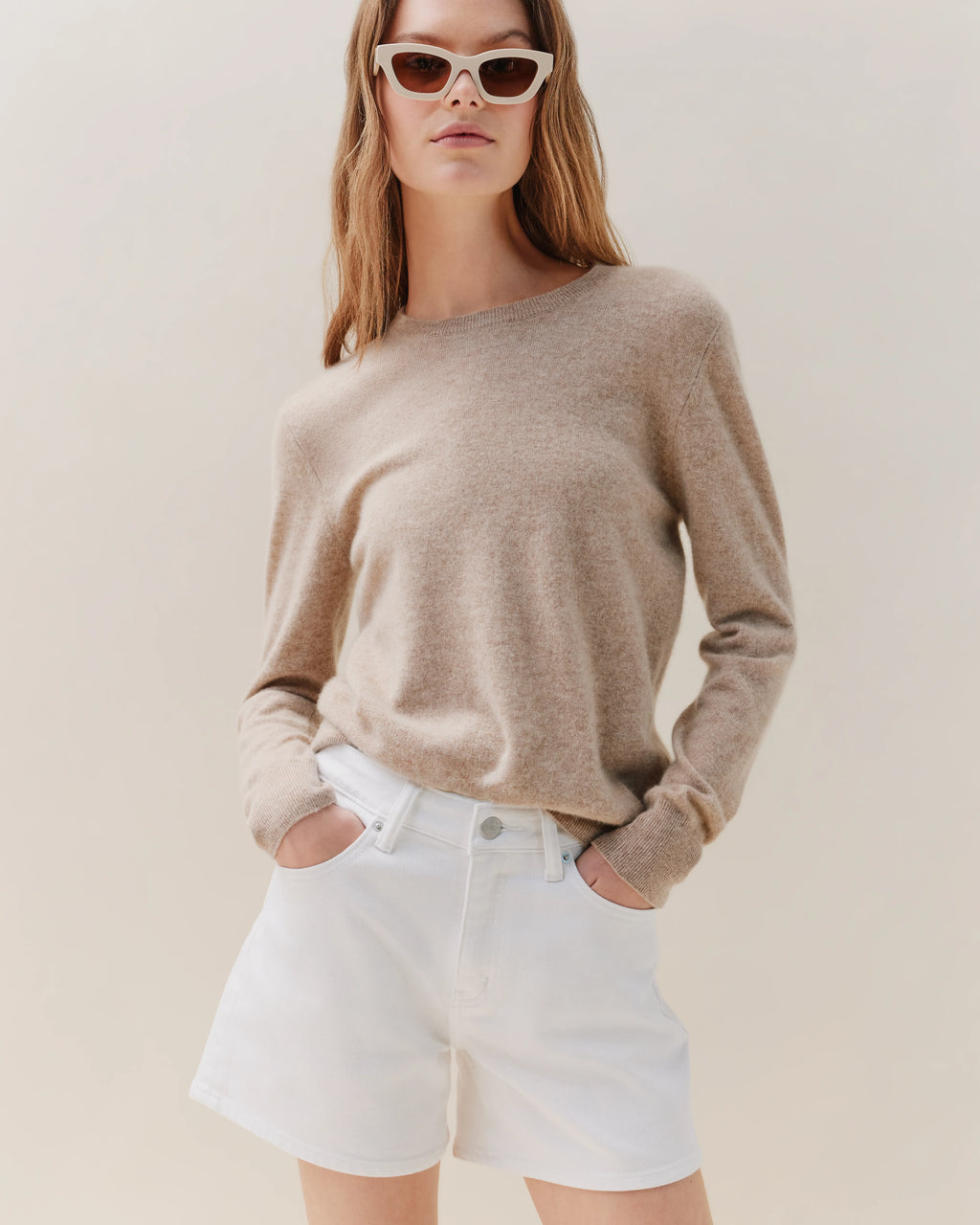 Mongolian Cashmere Crewneck Sweater - XS / Ivory