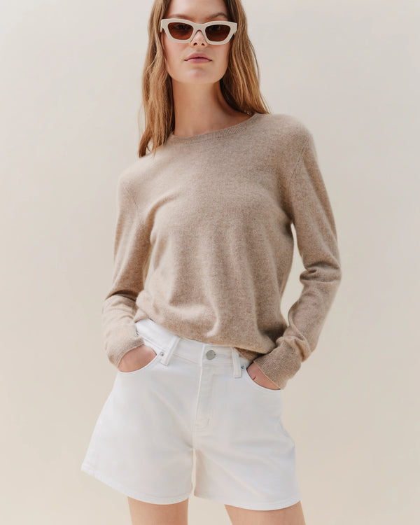 Mongolian Cashmere Crewneck Sweater - XS / Ivory