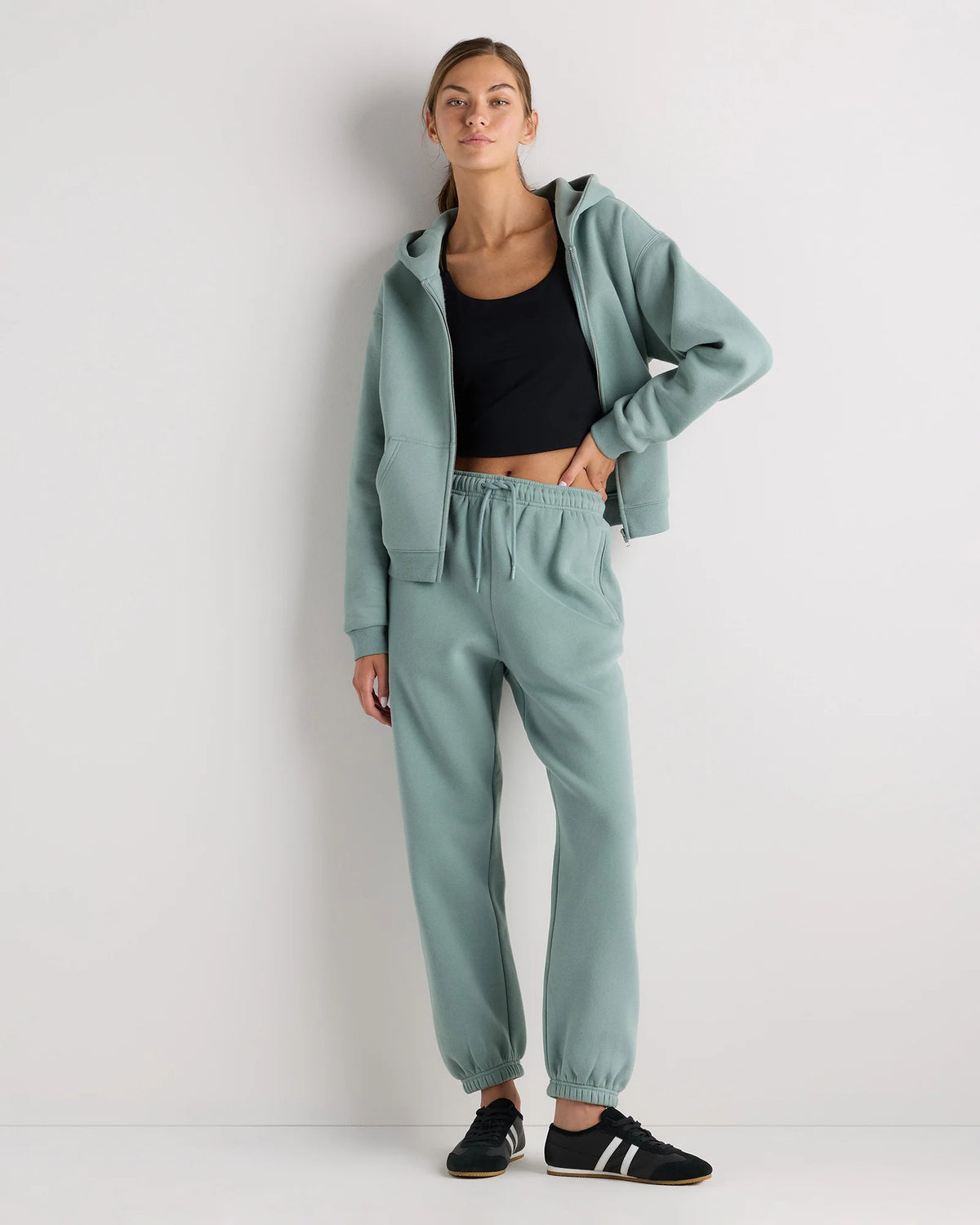 Everyday Fleece Full-Zip Hoodie - XS / Coastal Sage Main image