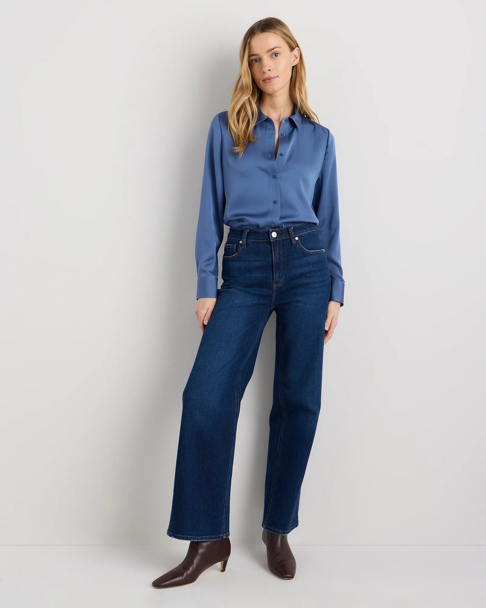 Washable Stretch Silk Blouse - XS / Moonstone Blue Secondary image