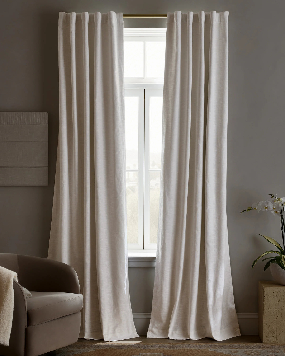 Textured Cotton True Blackout Curtain - 48x84 / White Main image