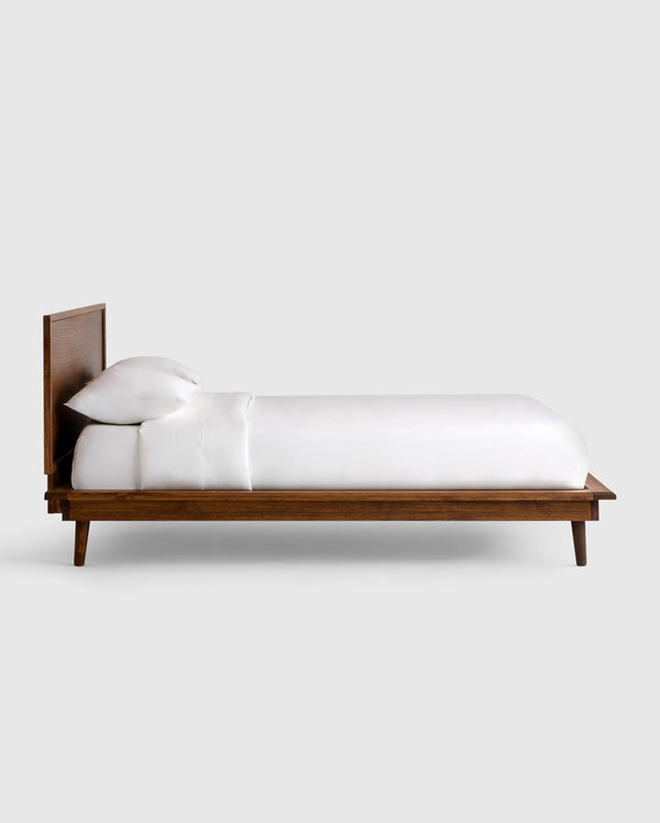 Solid Wood Midcentury Platform Bed - Queen / Chestnut Ash