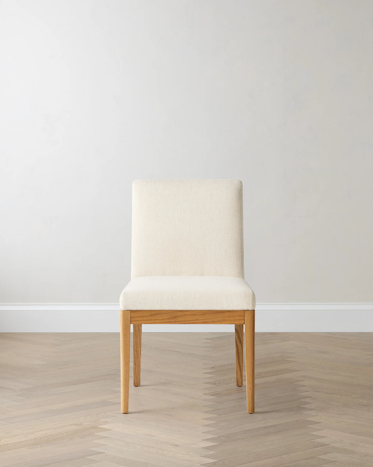 Performance Fabric Dining Chair with Solid Oak Legs (Set of 2) - One Size / Snow/Natural Main image
