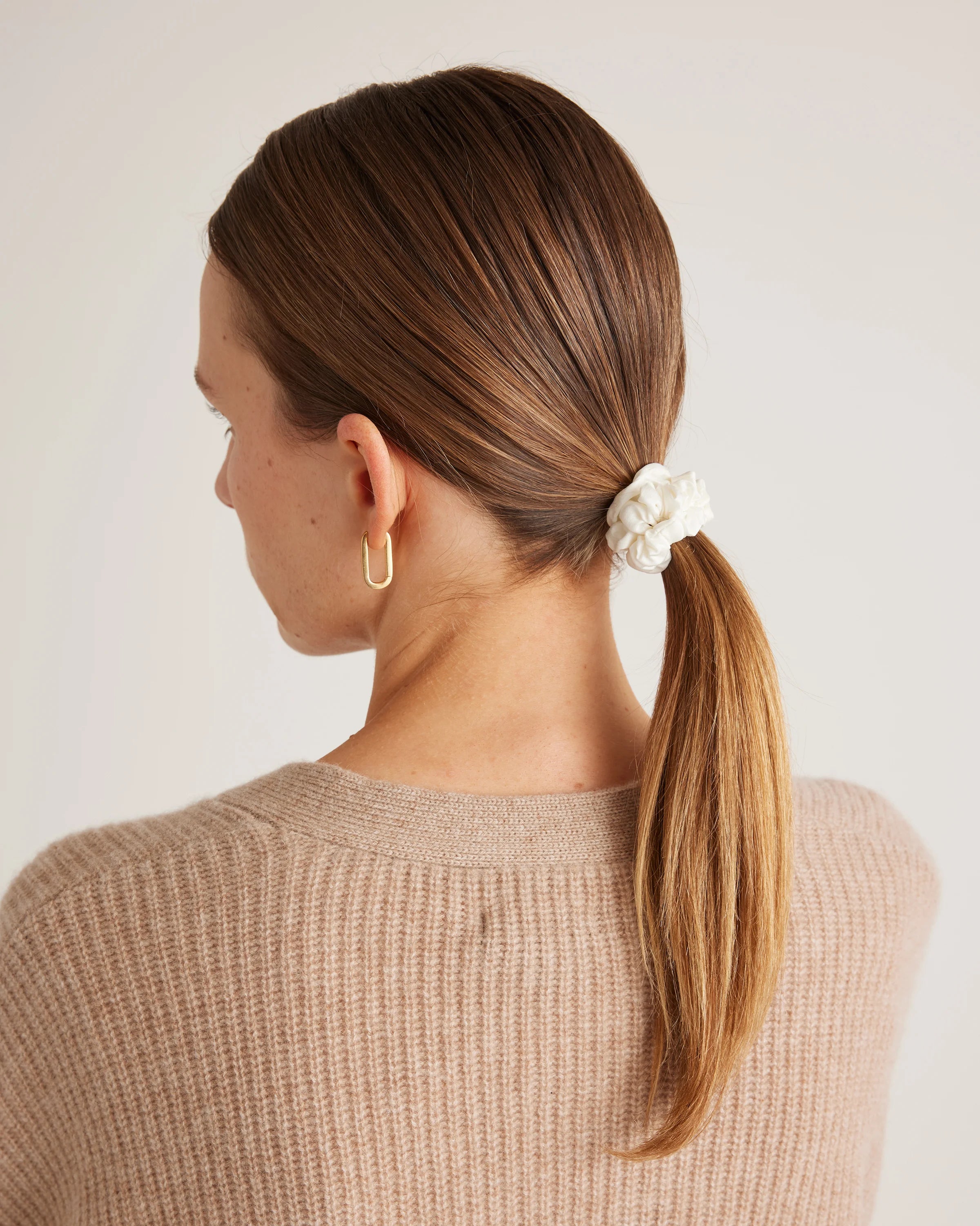 100% Washable Silk Skinny Scrunchies - One Size / Black/Ivory/Toasted Almond Secondary image