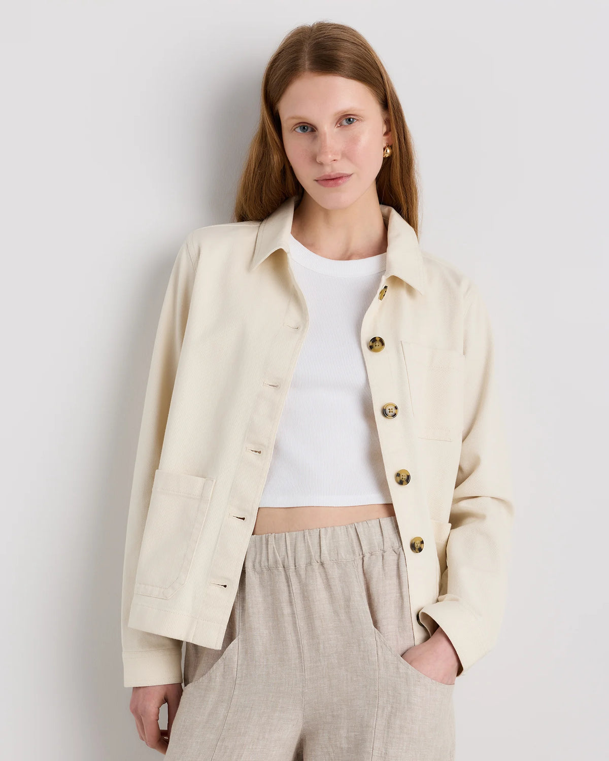 Organic Comfort Stretch Chore Jacket - XS / Vanilla Main image
