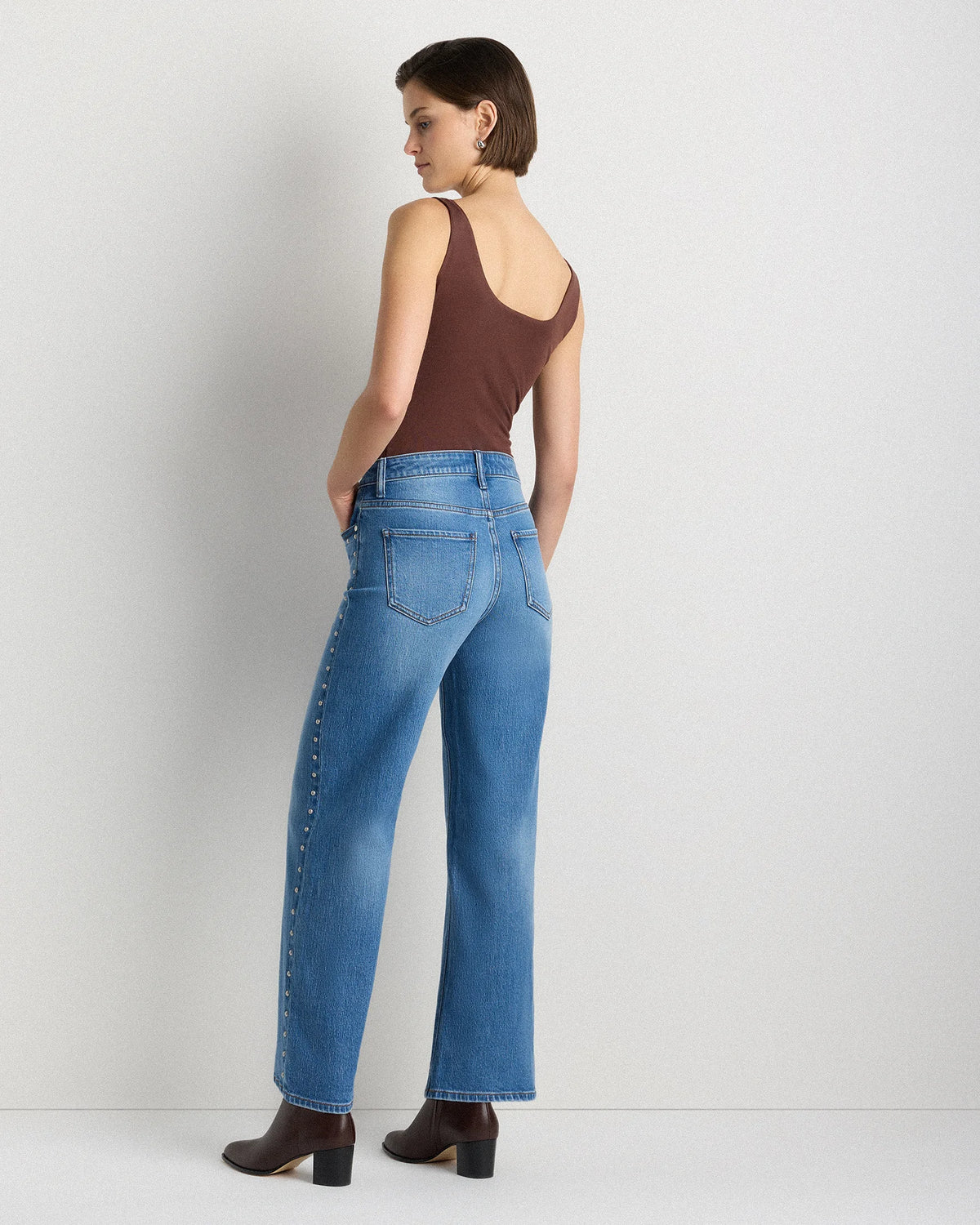 Bella Stretch Studded Relaxed Straight Jeans - 24 / Atlantic Blue Main image