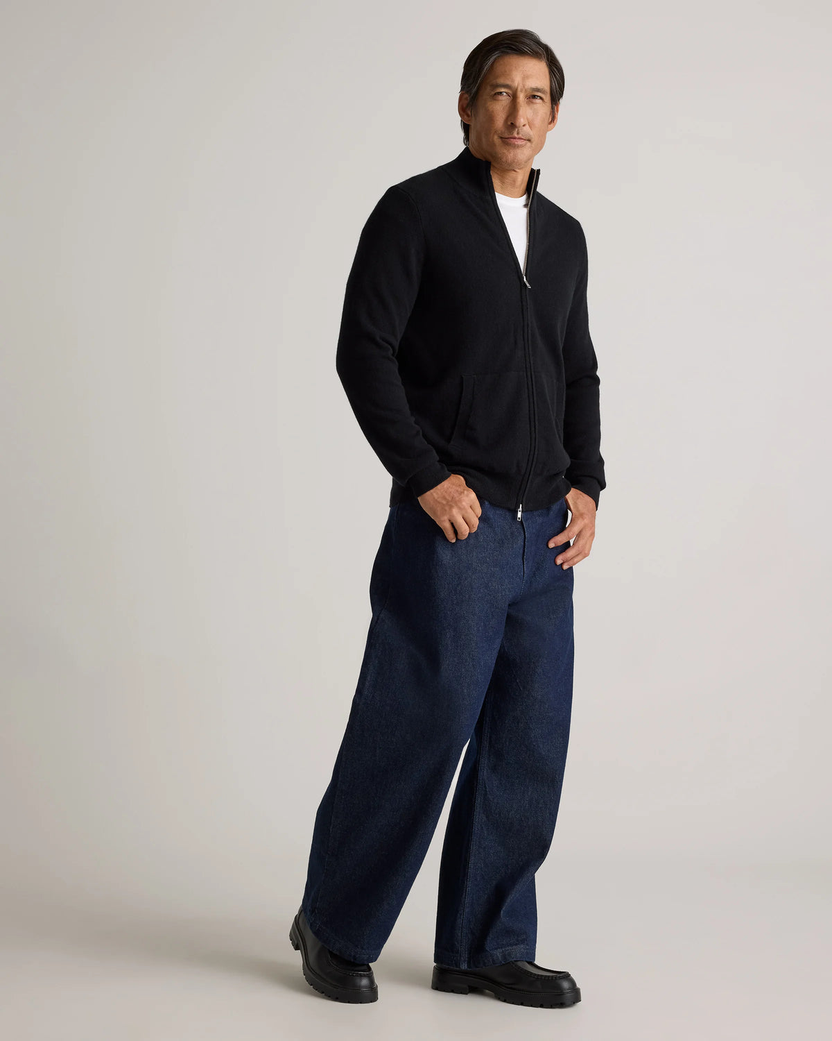 Mongolian Cashmere Full Zip Sweater - S / Teak