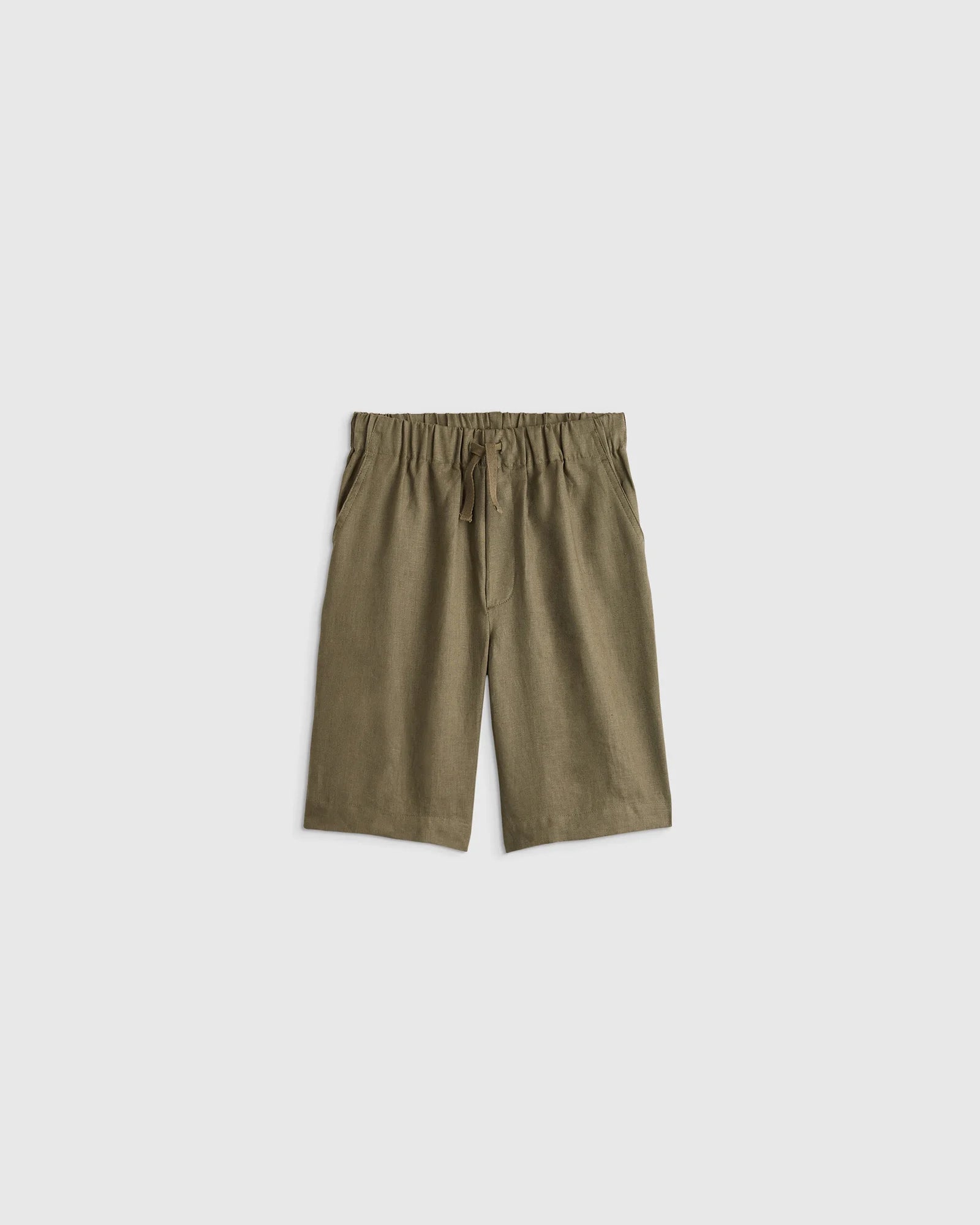 100% European Linen Pull-On Shorts - 6 / Blue Pinstripe Secondary image