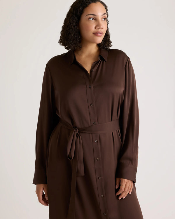Washable Stretch Silk Maxi Shirt Dress - XS / Moonstone Blue