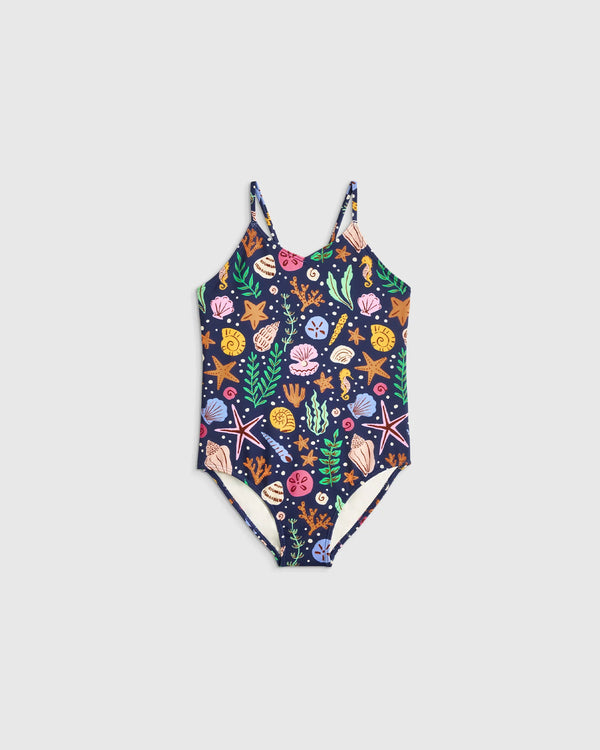 One-Piece Swimsuit - 2T / Wavy Fish