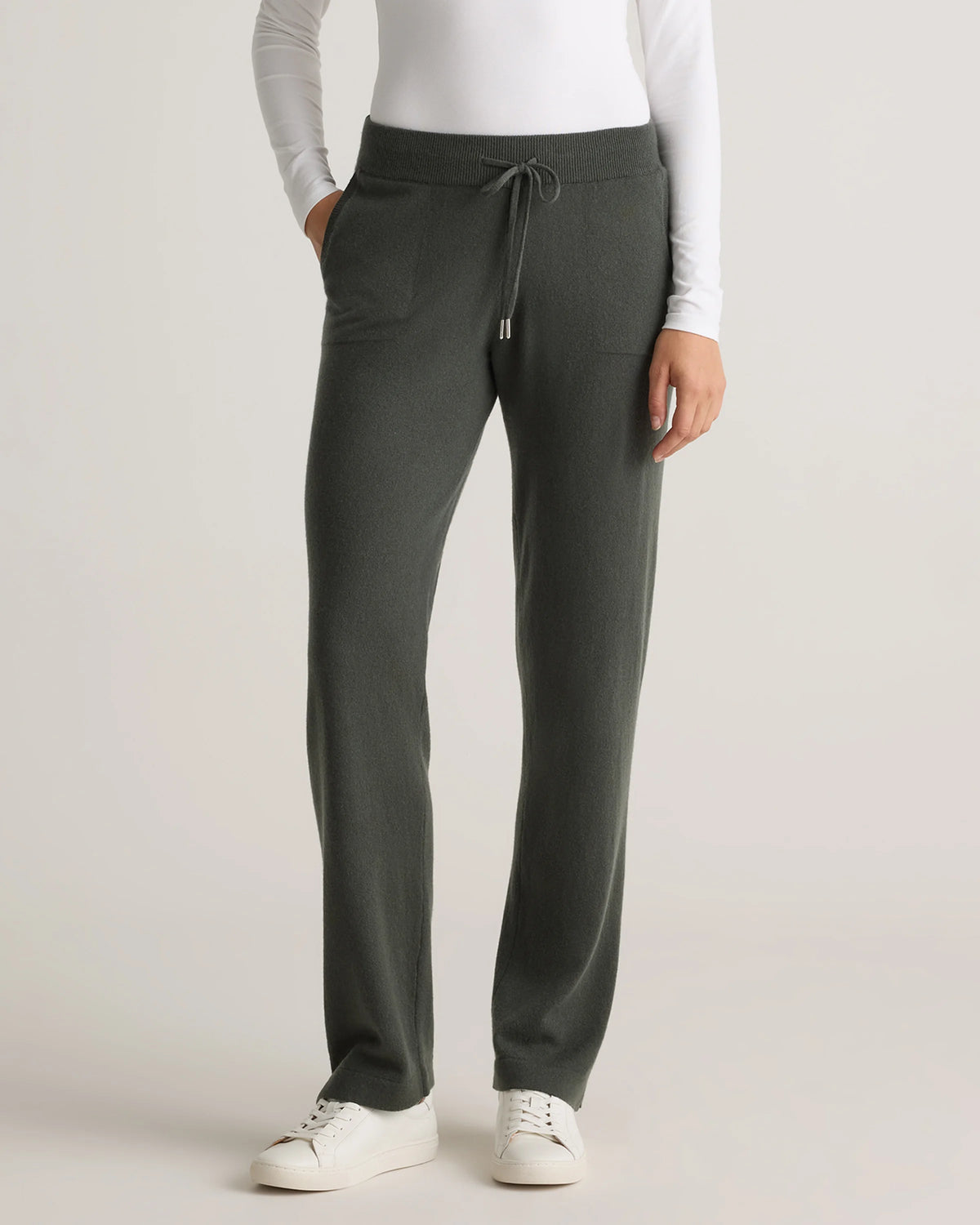 Mongolian Cashmere Straight Leg Pants - XS / Moss Main image