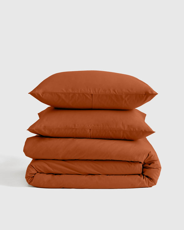 Organic Brushed Cotton Duvet Cover Set - Twin / Toffee