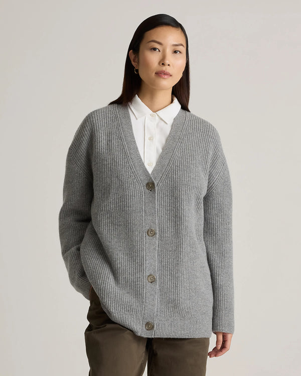 Mongolian Cashmere Oversized Boyfriend Cardigan Sweater - XS / Brown