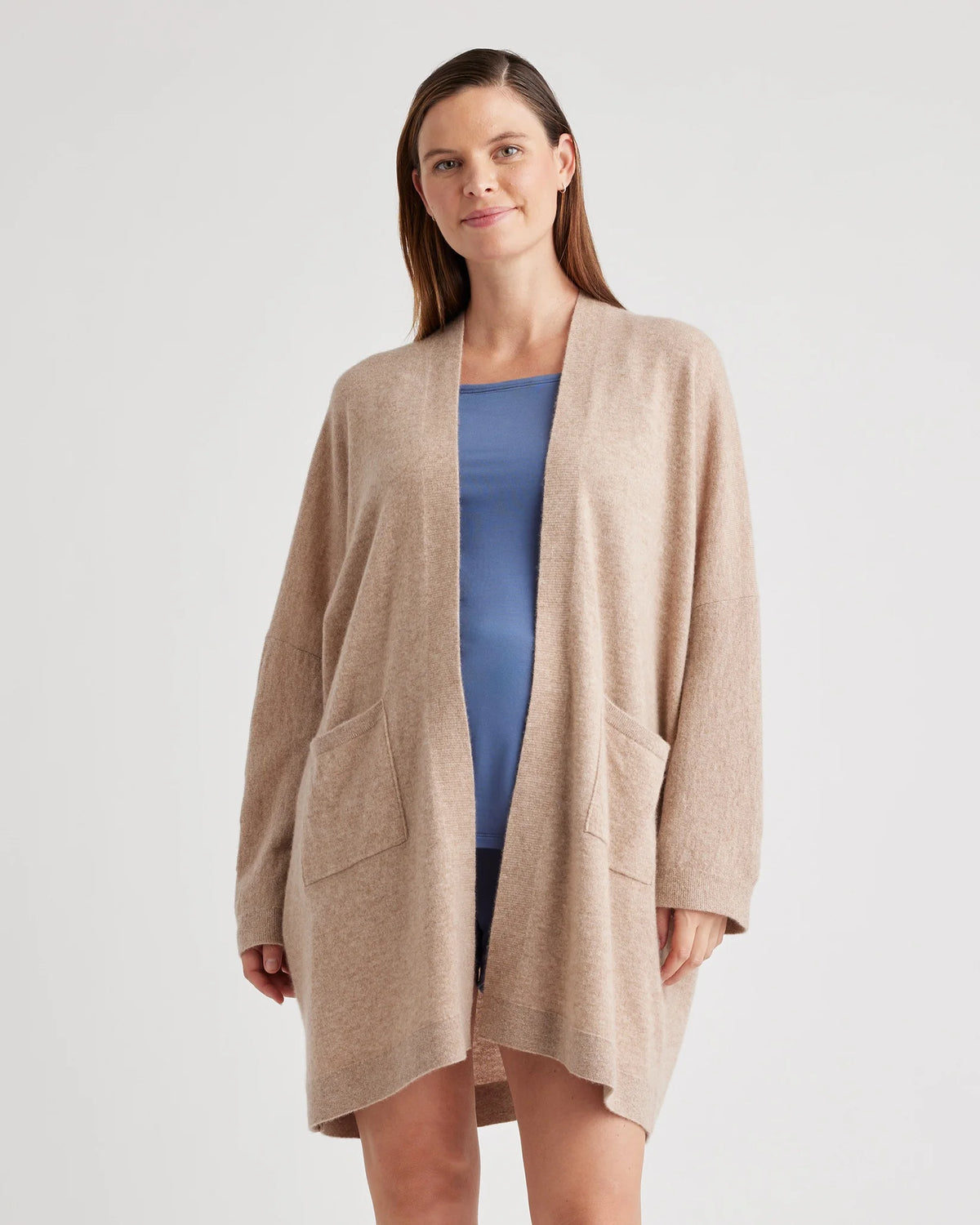 Mongolian Cashmere Maternity & Nursing Cocoon Cardigan - XS / Oatmeal Main image