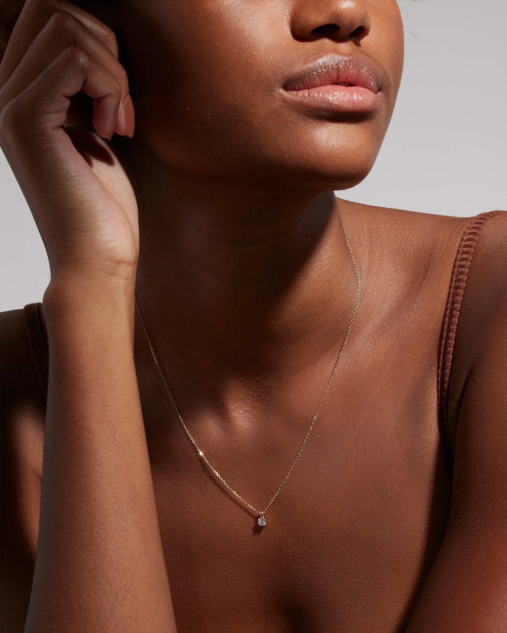 14k Gold Natural Diamond Solitaire Necklace - One Size / Yellow Gold