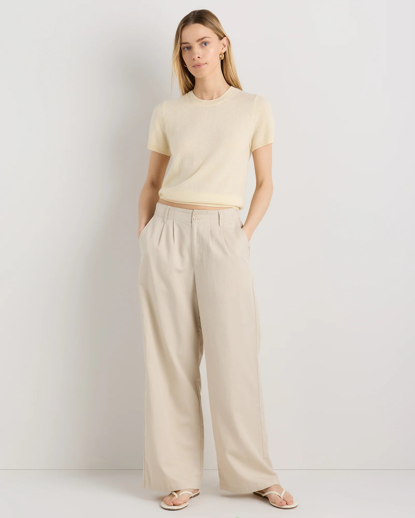 Mongolian Cashmere Tee - XS / Pale Custard Yellow Secondary image
