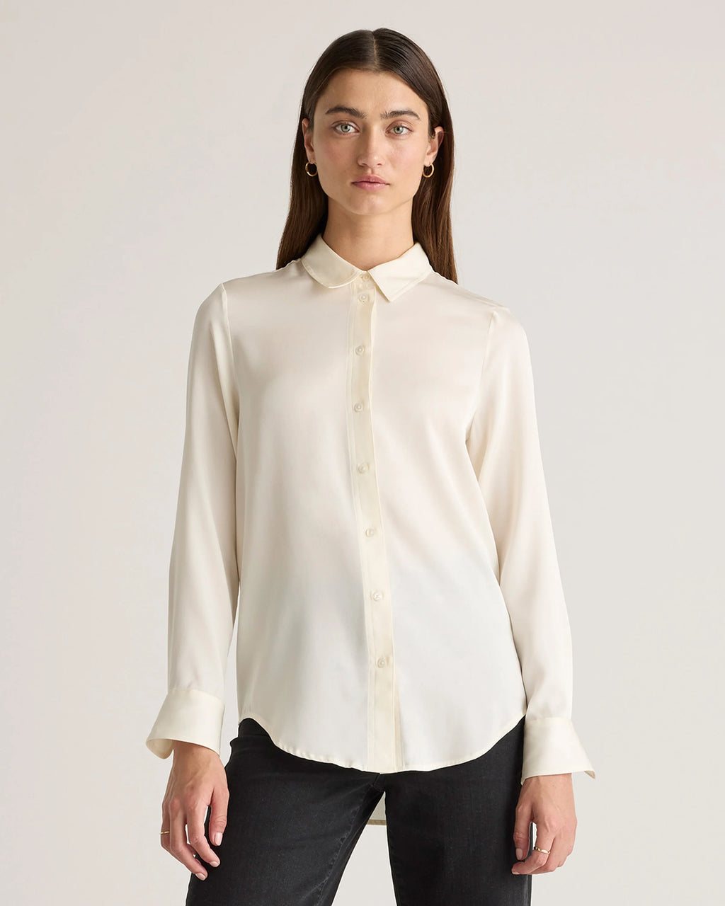 Washable Stretch Silk Blouse - XS / Moonstone Blue