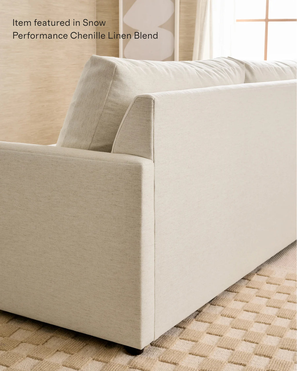 Brennan L Sectional in Performance Chenille Linen Blend - 99x99 / Snow