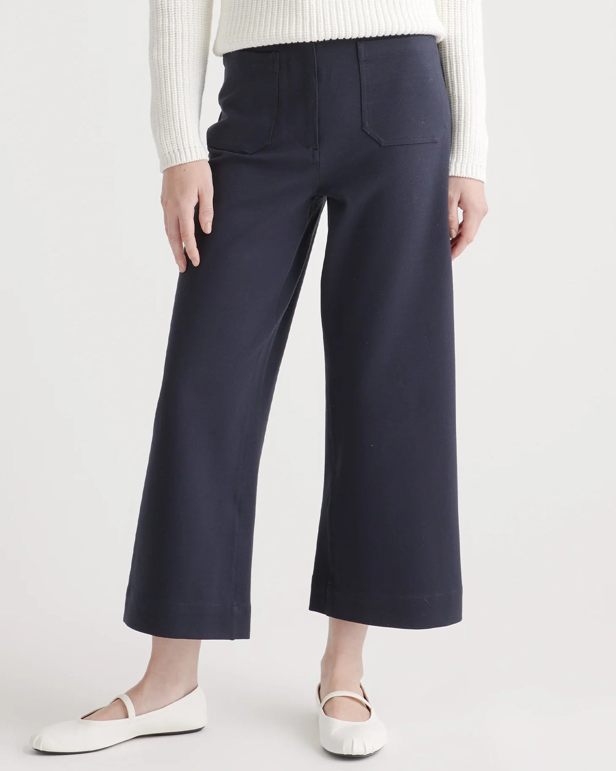 Ultra-Stretch Ponte Cropped Wide Leg Pant - 0 / Navy Main image
